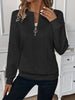 Carina™ | Stylish top with zip fastening - Black / S