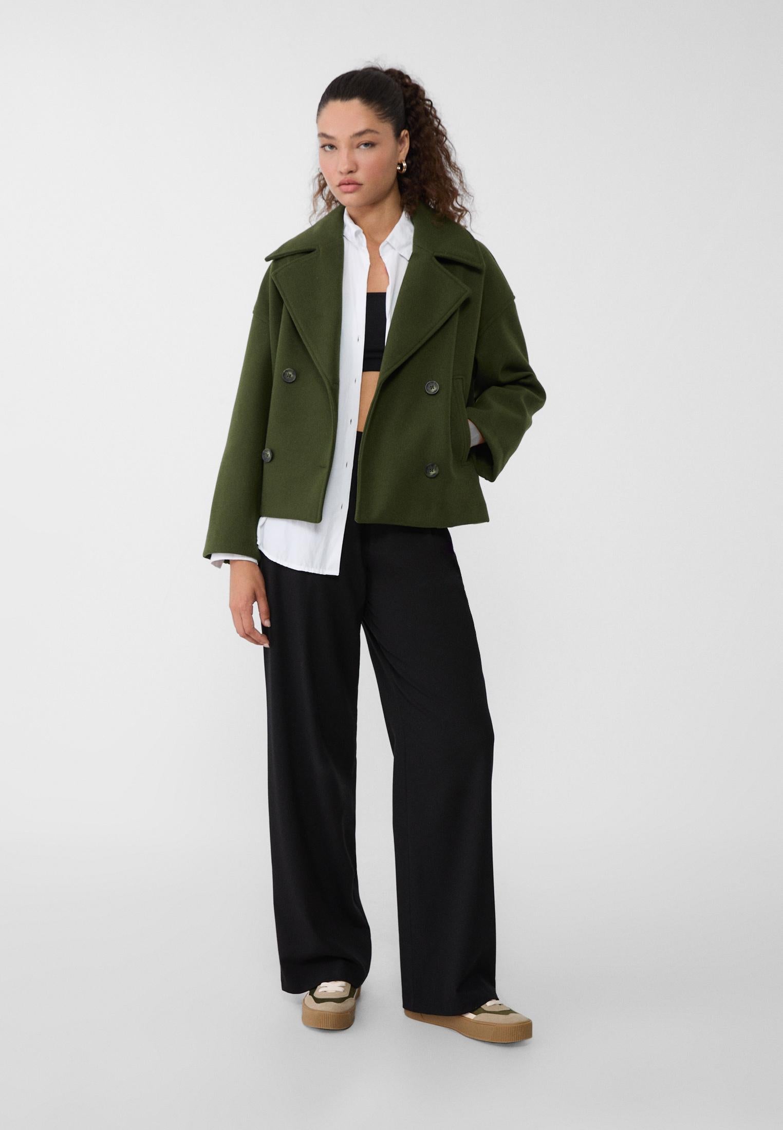 Selene™ - Classic short coat for women - Navy blue / XS