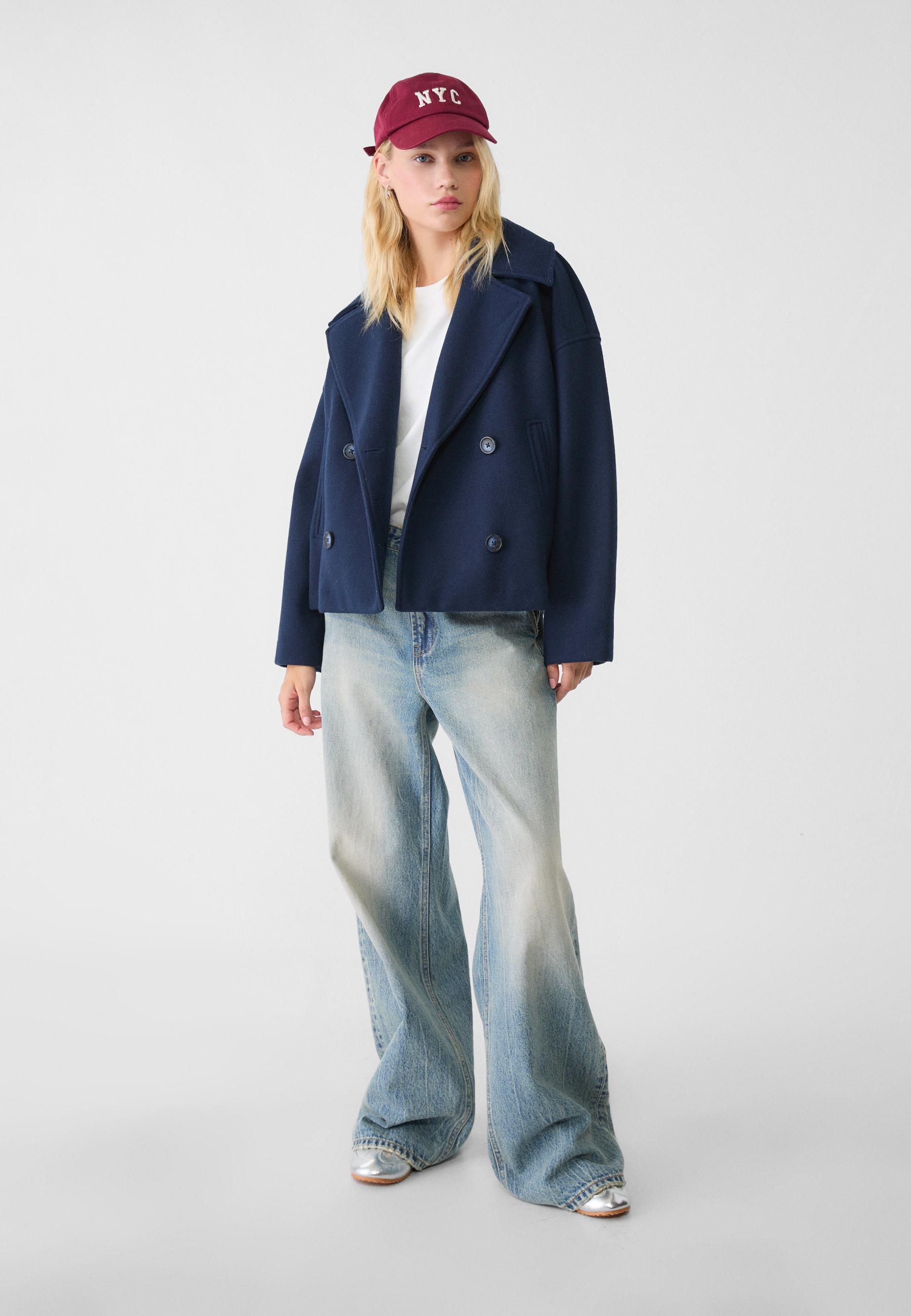 Selene™ - Classic short coat for women - Navy blue / XS