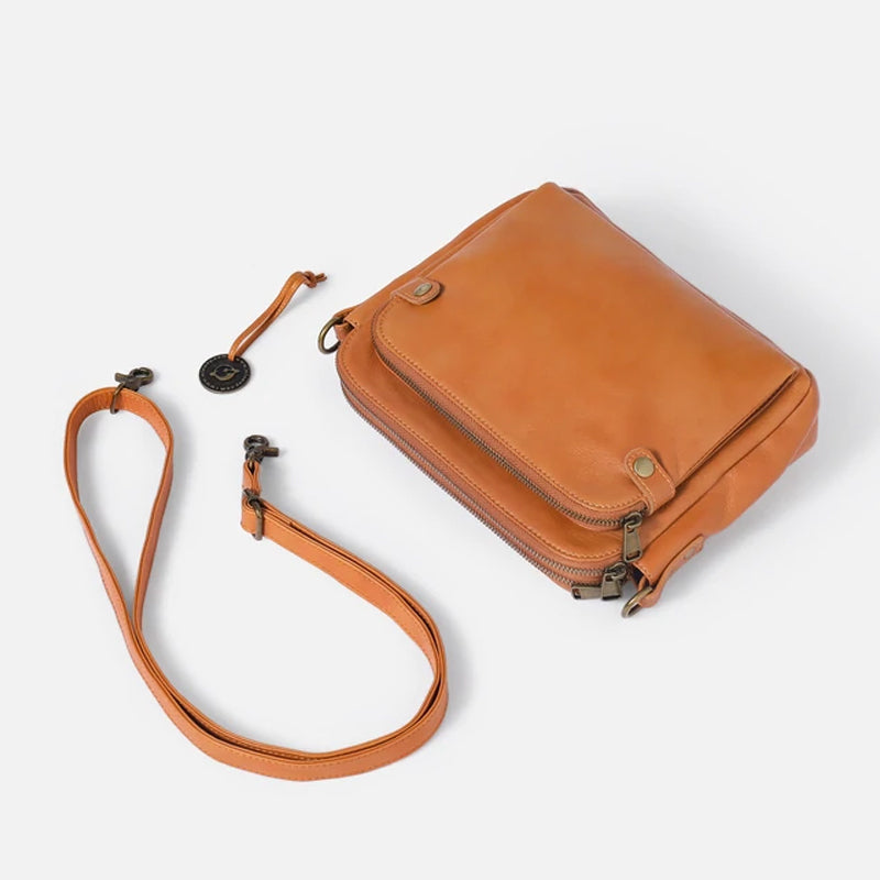 Cecilie | Shoulder bag and handbag made from three layers of leather - Brown