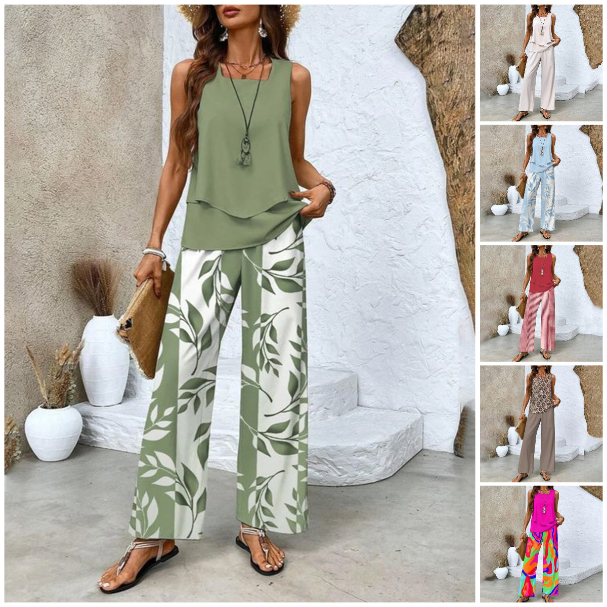Ratchel | Fashionable Women's Set with Printed Top and Matching Pants