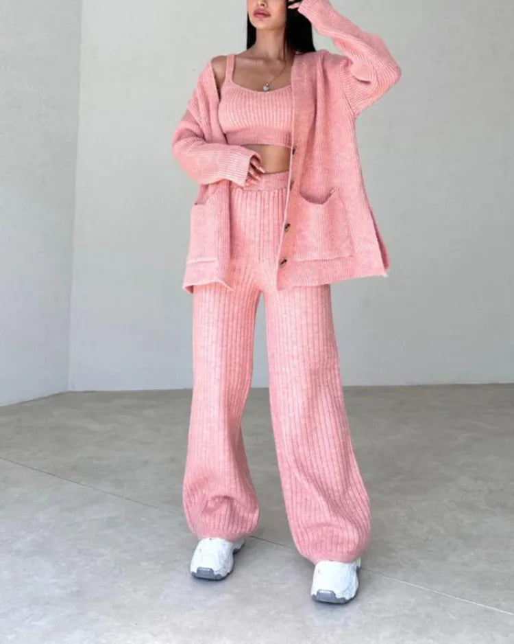 Isabella | three-piece knitting set - Pink / S