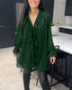 Aurora™ - Elegant tunic with ruffles and sequins - Green / S