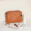 Cecilie | Shoulder bag and handbag made from three layers of leather - Brown