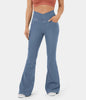 Zaira™ | High-waisted stretch flare trousers - Washed denim in light blue / S