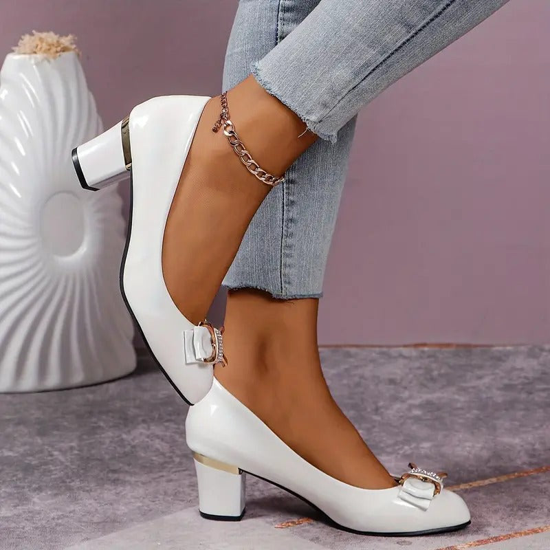Mathilda | Elegant High Heels with Crystals and Delicate Bow