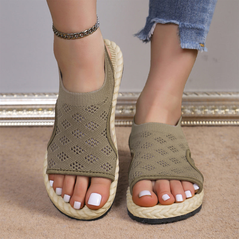 Ivory | Comfortable Flat Mesh Sandals for Women