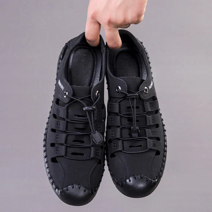 Ethan™ | Aviator Leather Sandals with Wrapped Toe