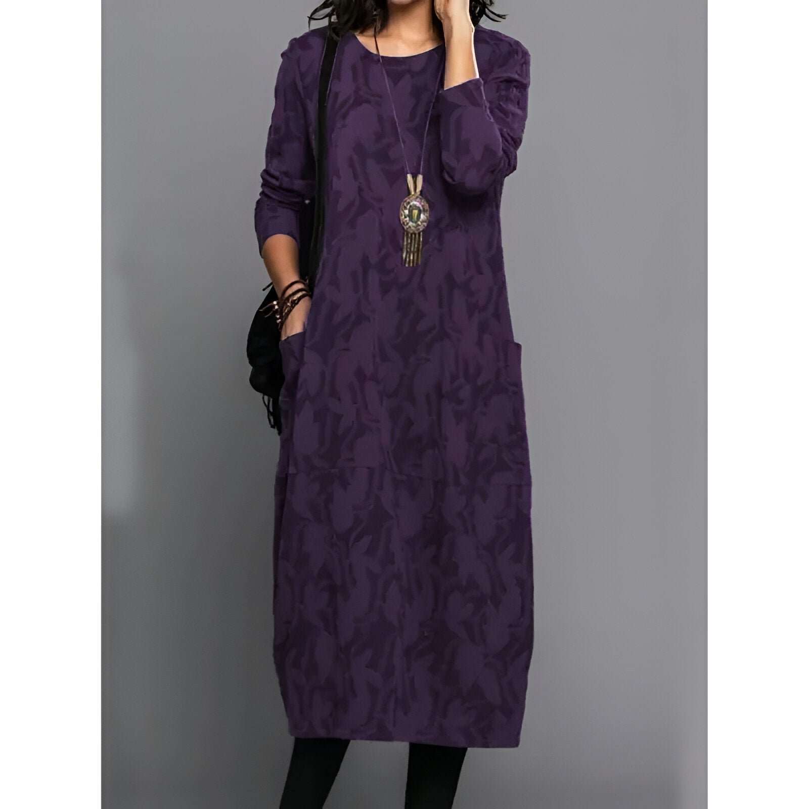 Lena | Stylish winter dress - Purple / S