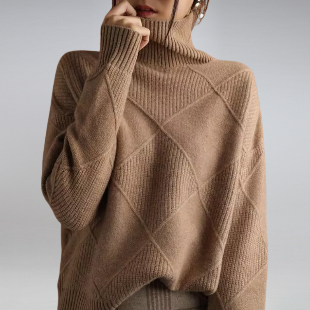 Noemi™ | Warm turtleneck jumper - Brown / S / 50% discount