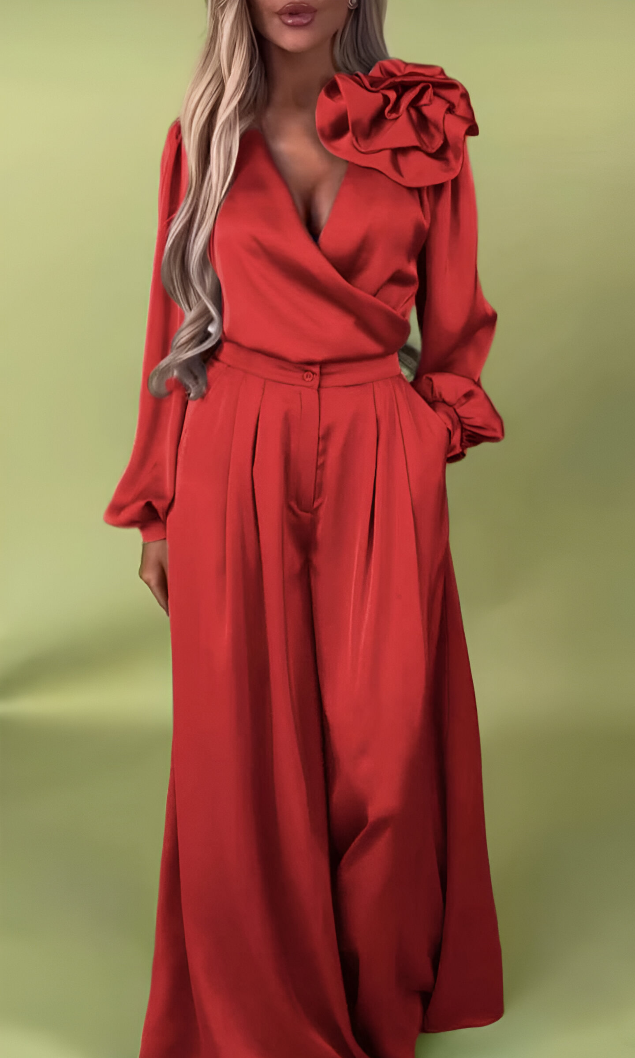 Lilianne | Luxurious Satin Outfit with Blouse and Pants