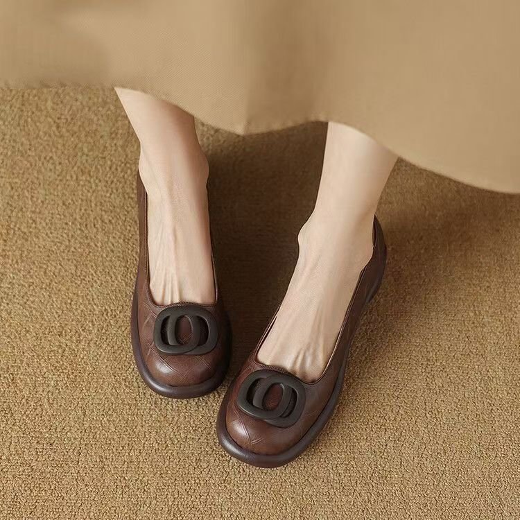 Brendah | Soft Leather Retro Shoes with Chunky Heels