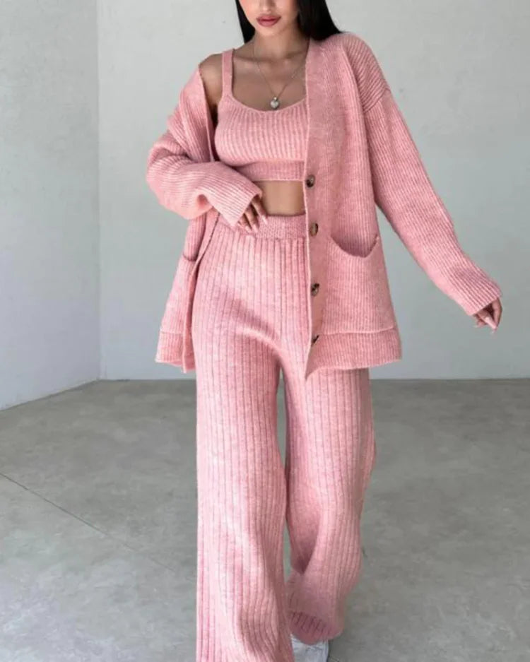 Isabella | three-piece knitting set - Beige / S