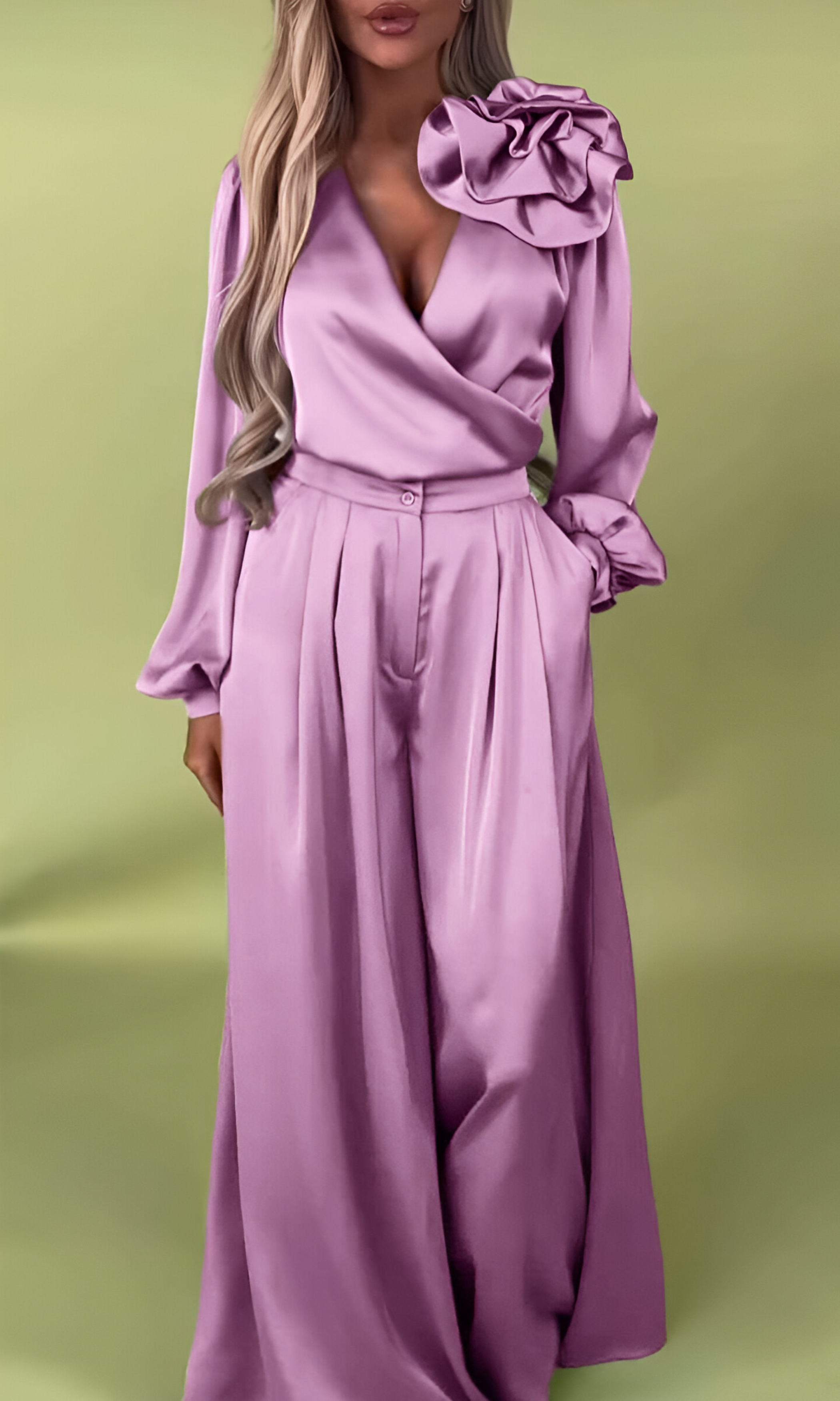 Lilianne | Luxurious Satin Outfit with Blouse and Pants