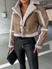 Marcelline™ - Elegant leather jacket with plush trim