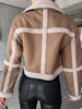 Marcelline™ - Elegant leather jacket with plush trim