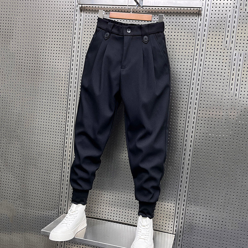 Fynn | Black pleated harem trousers - men pants - Black / M