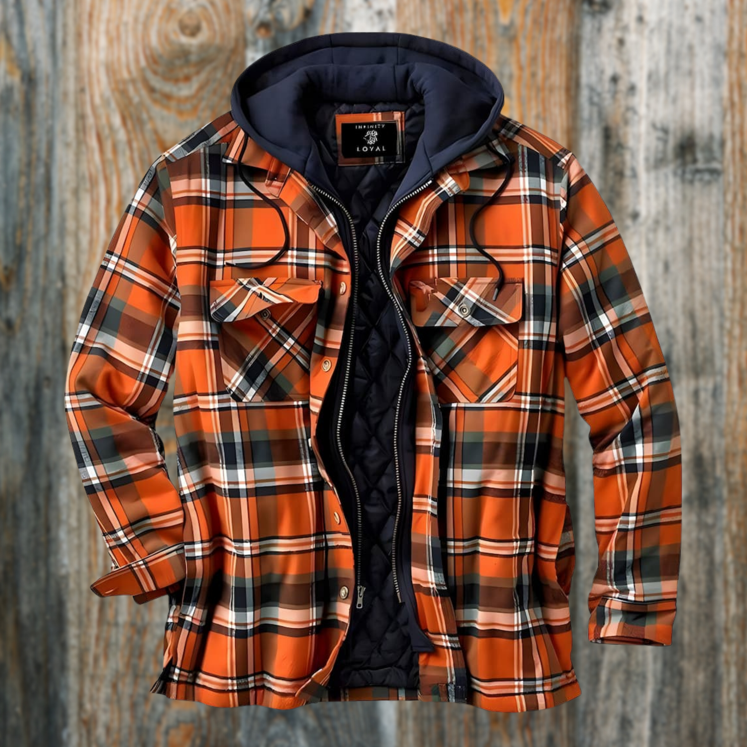Henrik™ | Lined lumberjack jacket - Orange / S