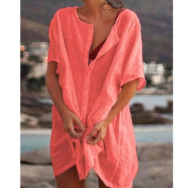 Joey | Simple Long Shirt in Cotton and Linen for Women