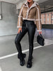 Marcelline™ - Elegant leather jacket with plush trim