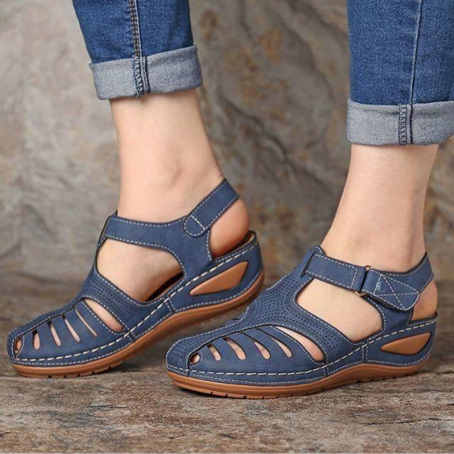 Conny | Cut-Out Leather Sandals with Ankle Strap
