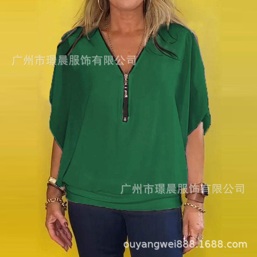 Shine | Elegant Zip-Up Blouse Shirt