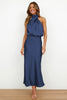 Rochelle | Feminine Satin Dress with Halter Neckline