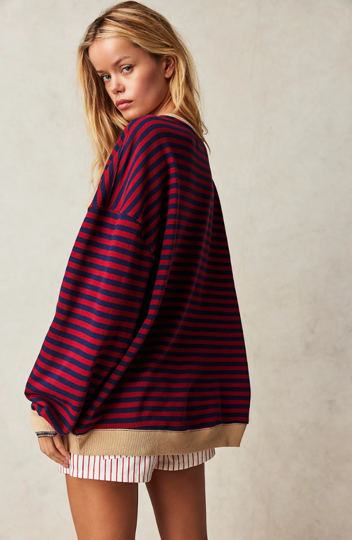 Luca | Striped oversized jumper - Sky blue / S