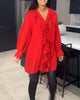 Aurora™ - Elegant tunic with ruffles and sequins - Red / S