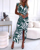Lenna | Elegant Slim-Fit Dress with Leaf Pleats and Split