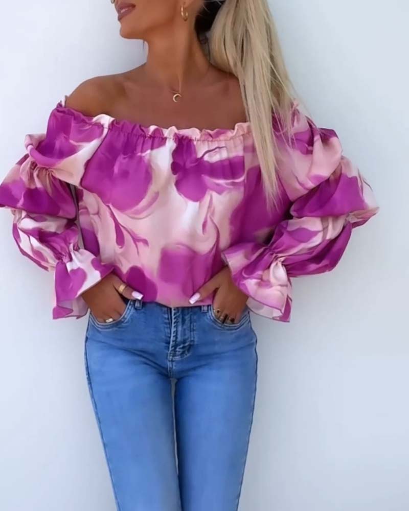 Lia | Colourfully Printed One-Shoulder Casual Top for Women