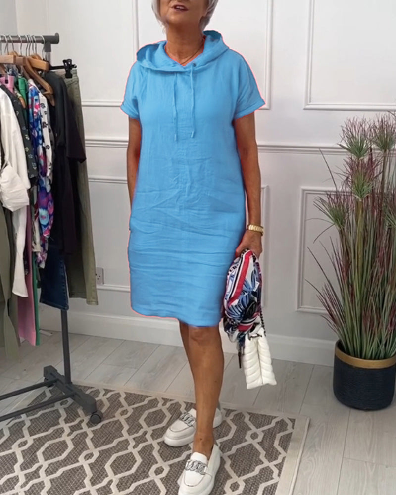 Nyla | Comfortable Short-Sleeved Casual Dress with Hood