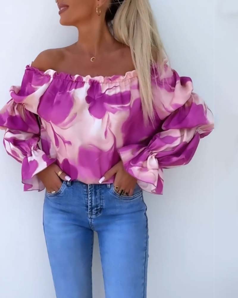 Lia | Colourfully Printed One-Shoulder Casual Top for Women