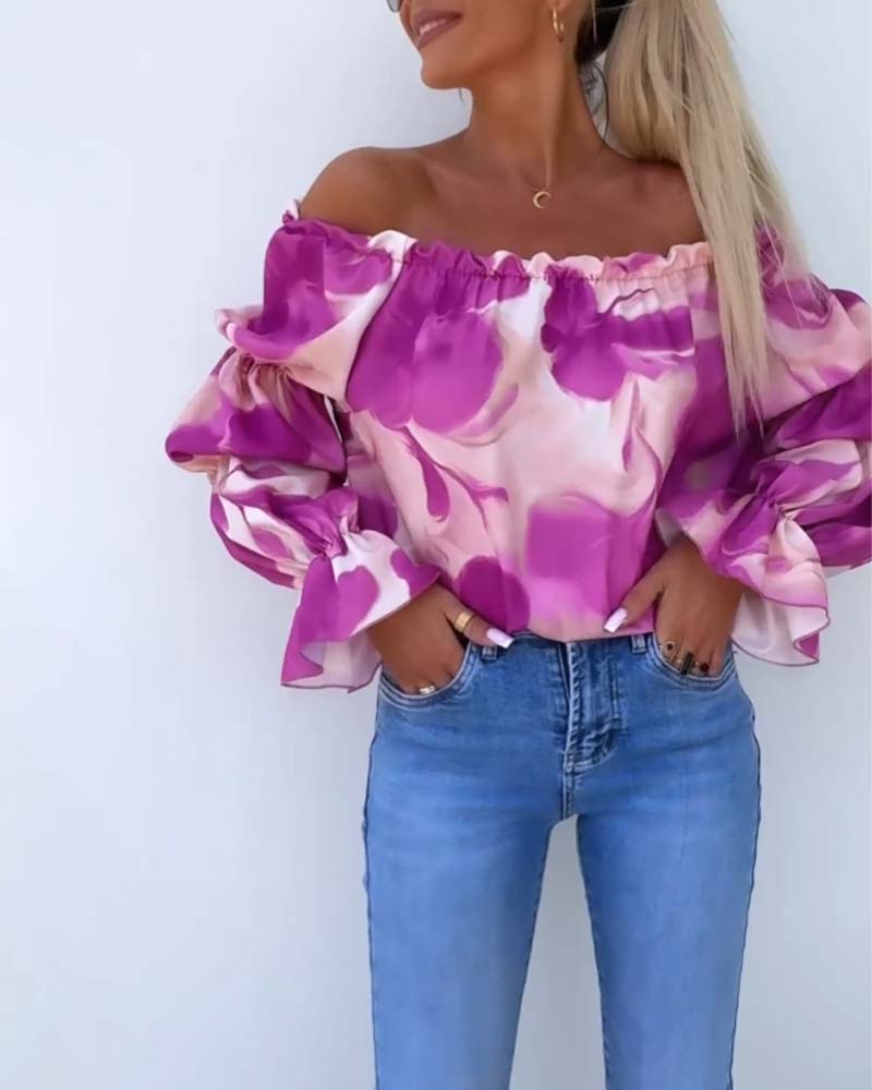 Lia | Colourfully Printed One-Shoulder Casual Top for Women