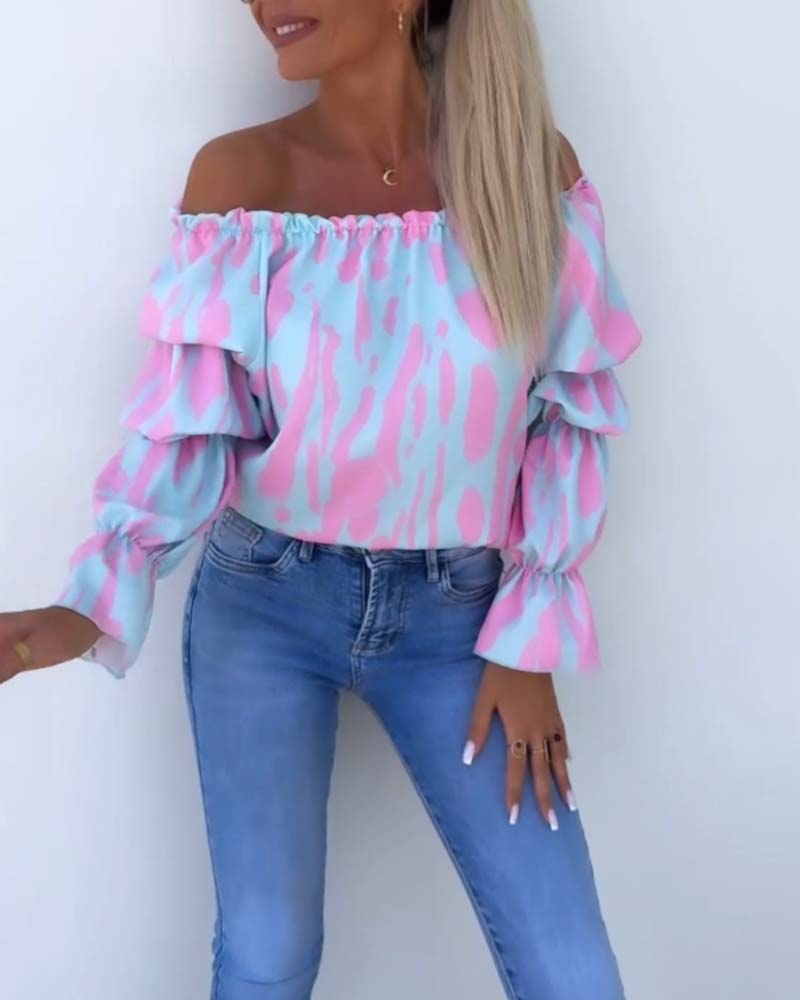 Lia | Colourfully Printed One-Shoulder Casual Top for Women