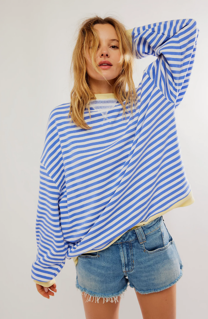 Luca | Striped oversized jumper - Sky blue / S