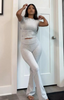 Hanna™ | Soft cotton jersey set - Light grey / XS / Short sleeve