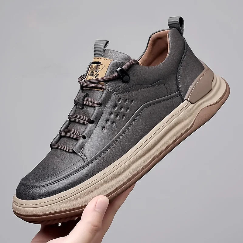 flexer™ | Orthopaedic leather sneakers - Brown / 35