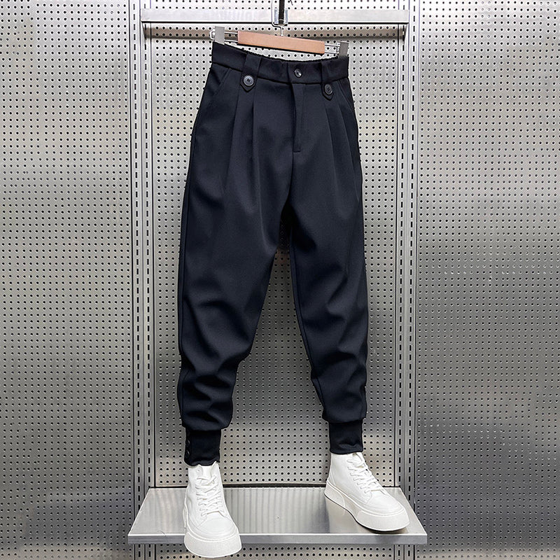 Fynn | Black pleated harem trousers - men pants - Black / M