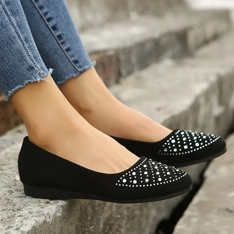 Soli | Women's Crystal Orthopedic Flat Ballerina Shoes