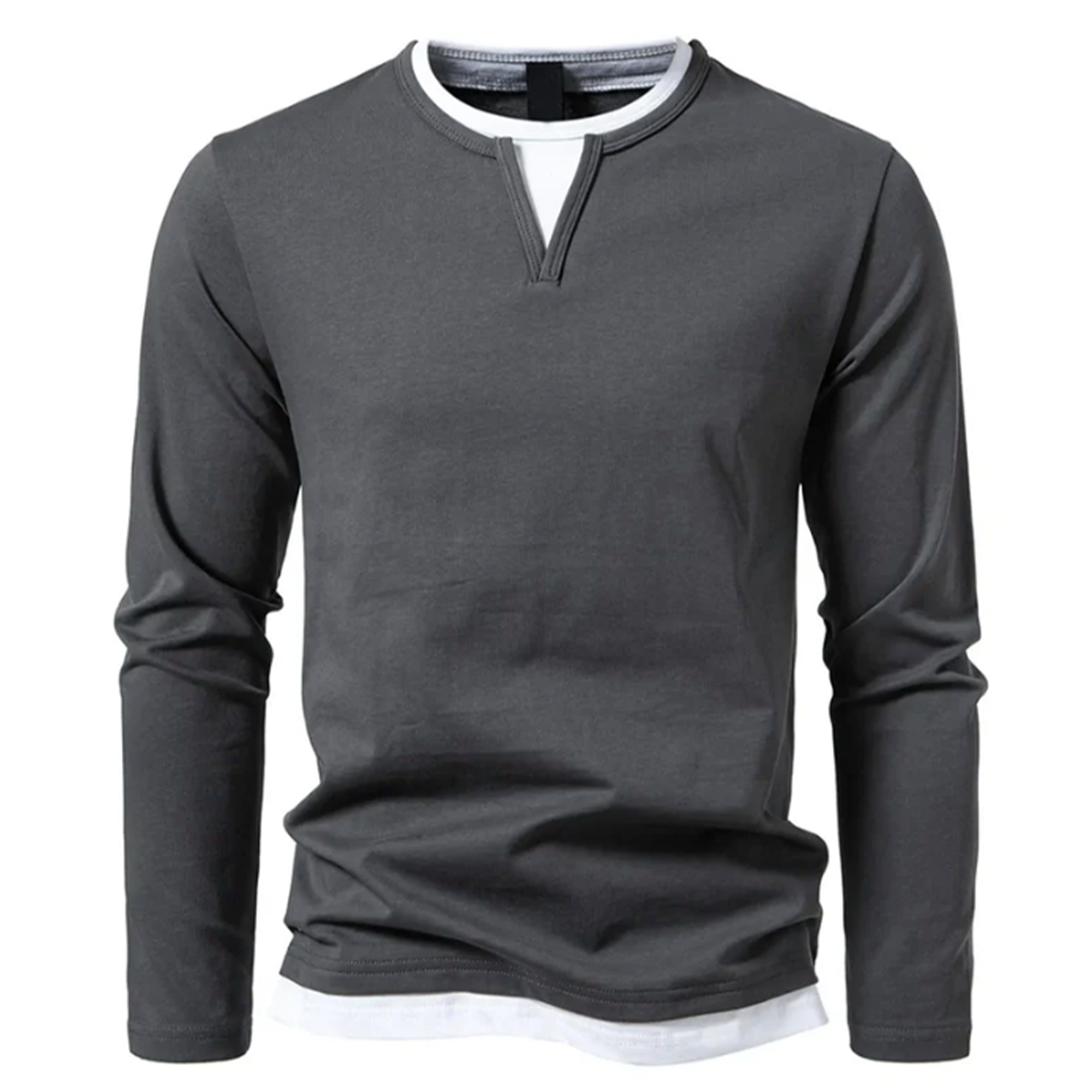 Jaron™ | Timeless Henley Long Sleeve - Grey / S