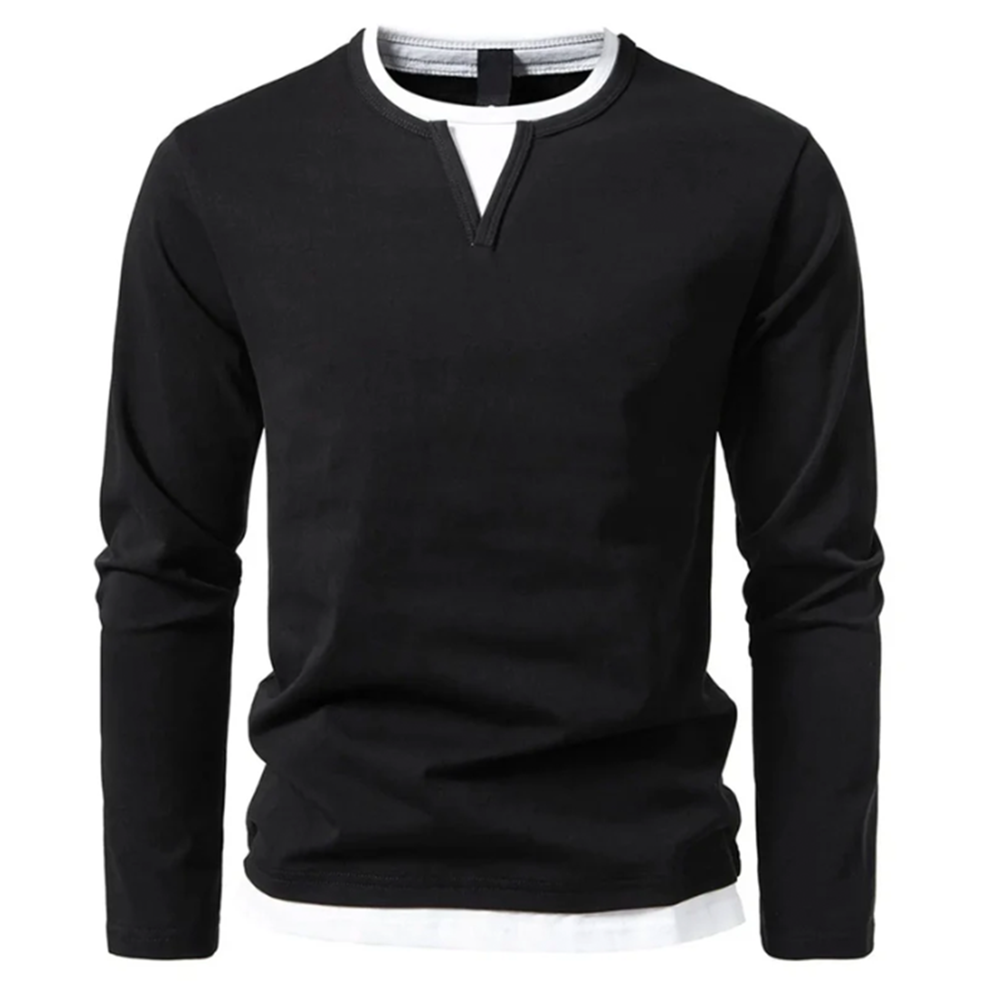 Jaron™ | Timeless Henley Long Sleeve - Black / S