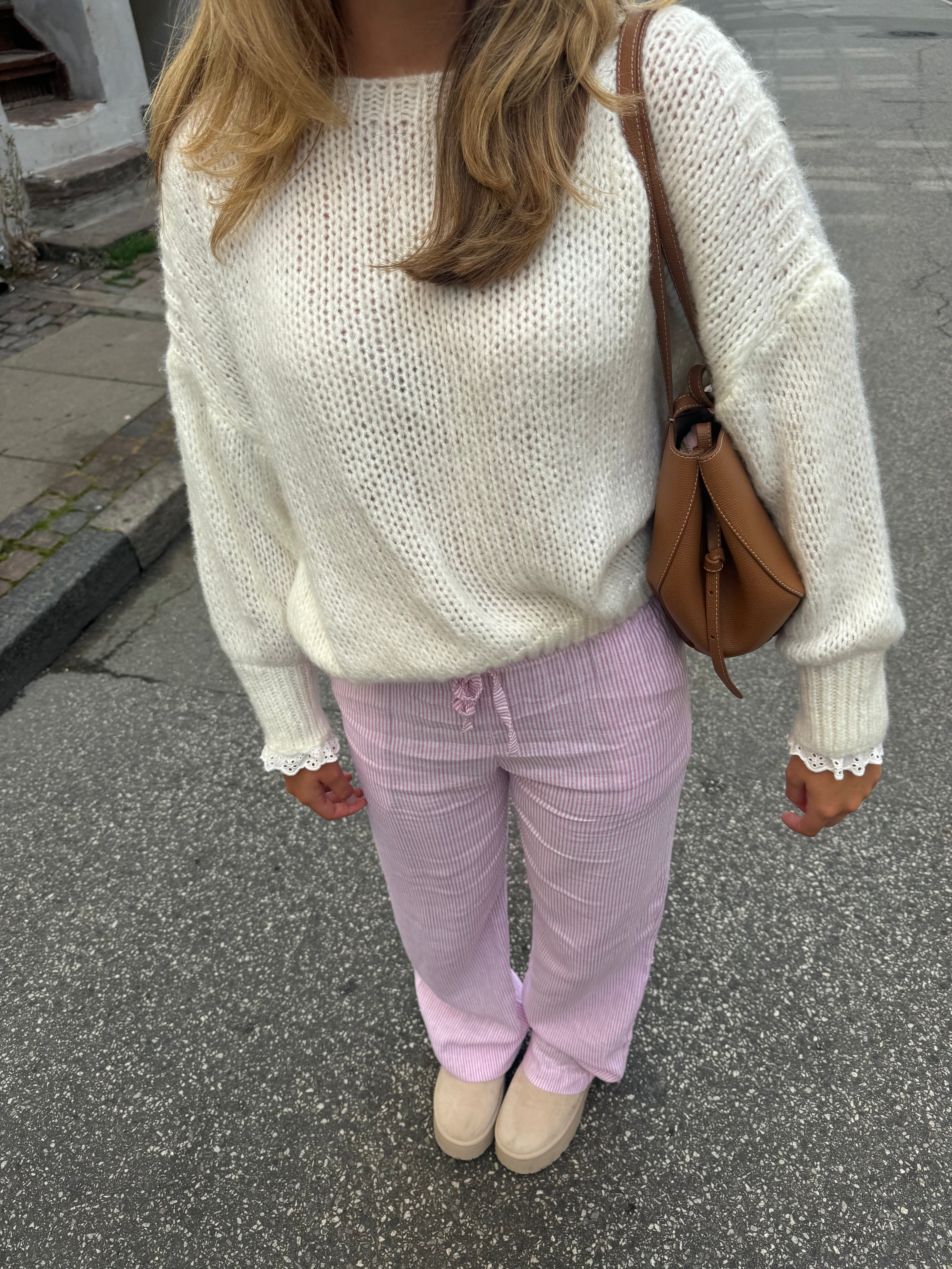 Freja™ | Elegant striped trousers in pink - S