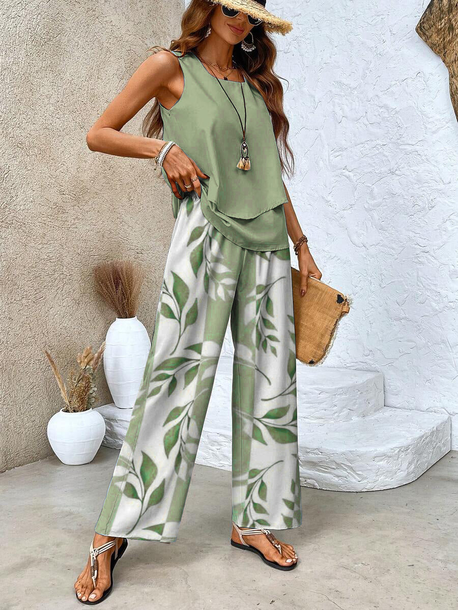 Ratchel | Fashionable Women's Set with Printed Top and Matching Pants