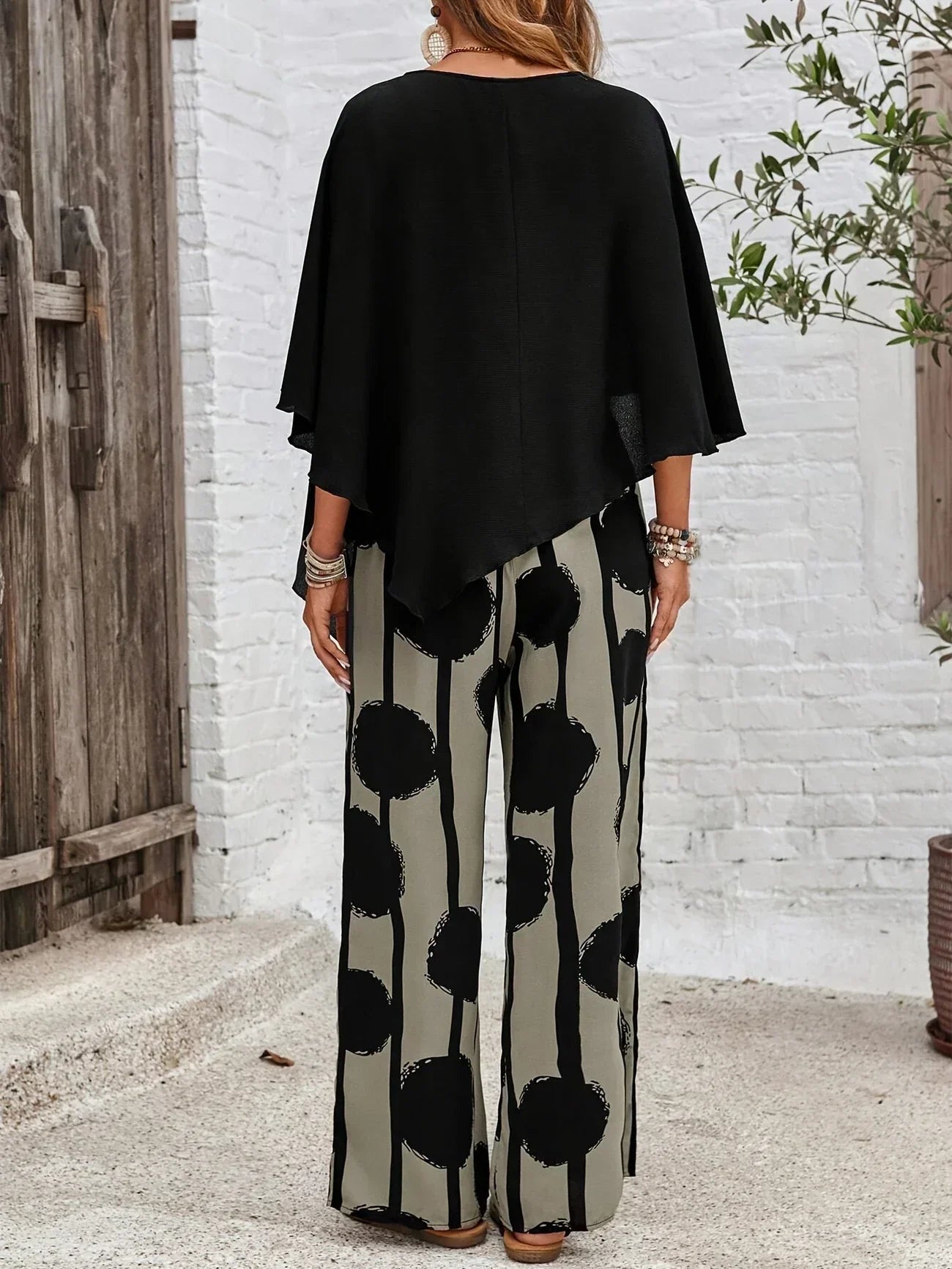 Makayla™ | Fashionable Asymmetric Women's Top with Trousers