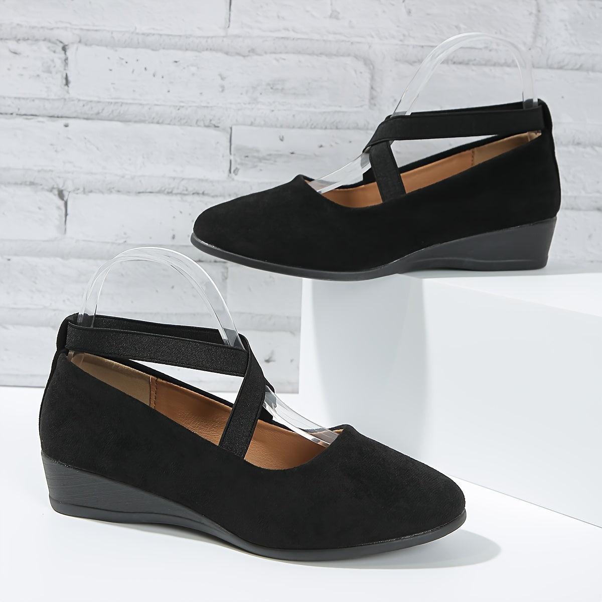 Kelle | Wedge Ballet Flats with Criss-Cross Straps