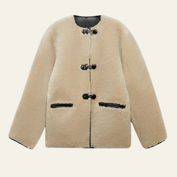 Liana™ - Elegant faux fur coat - Beige / XS