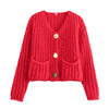 Mira™ - Fashionable cardigan - Red-orange / S