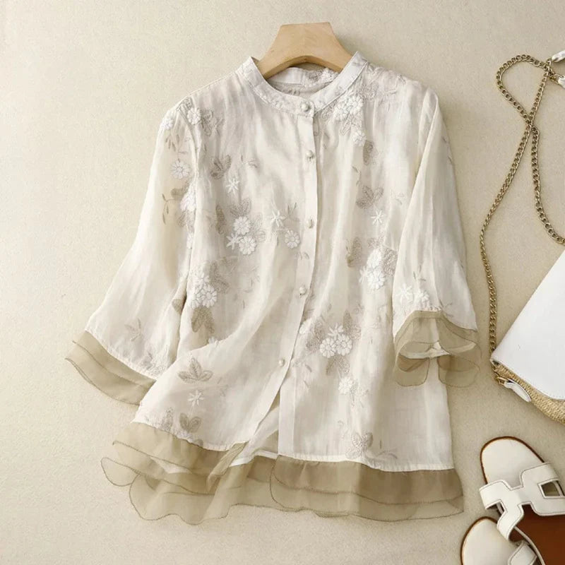 Nerry | Elegant Blouse with Delicate Embroidery Details