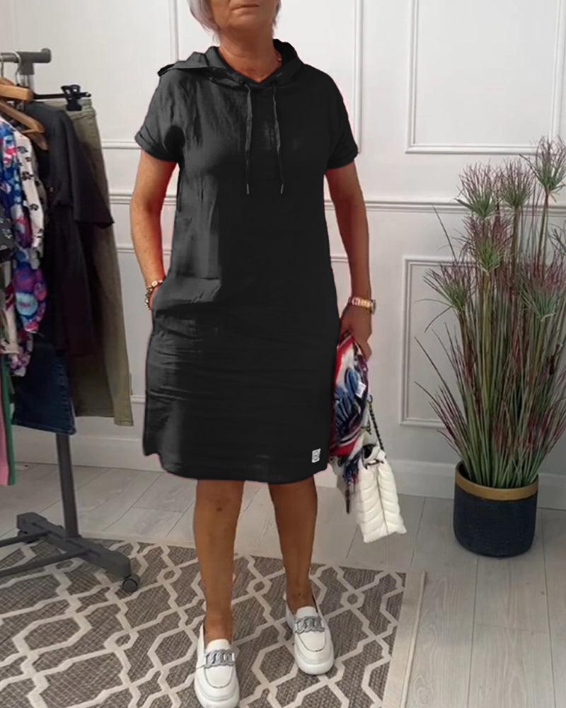 Nyla | Comfortable Short-Sleeved Casual Dress with Hood